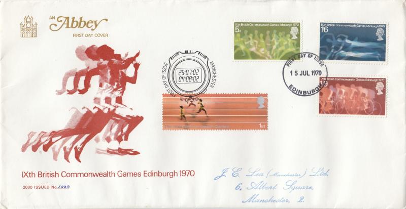 1970 (07) Commonwealth Games - Abbey - Edinburgh FDI - Doubled 2002 Athletics Stamp