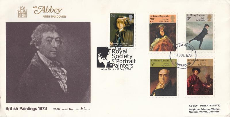 1973 (07) Paintings - Abbey - Liverpool FDI - Doubled 2006 NPG 'Reynolds' Stamp