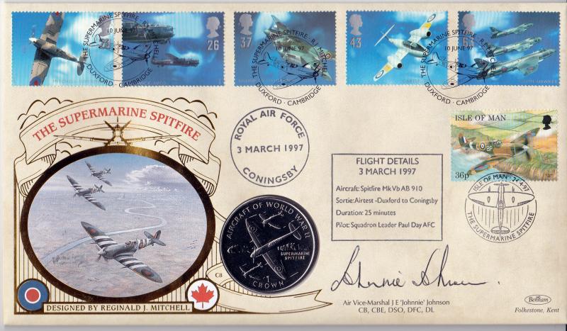 1997 (06) Architects of The Air - Benham Supermarine Spitfire, Duxford Coin Official - Signed by the late Air Vice Marshall Johnnie Johnson