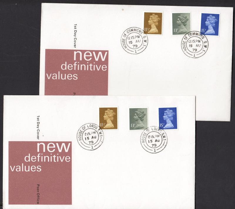 1979 (08) New Definitives - Pair of Post Office Covers - House of Commons CDS + House of Lords CDS's