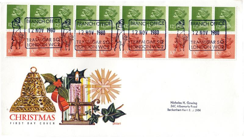 1980 (11) £2.20 Christmas Booklet - Philart - Branch Office, Trafalgar Square H/S
