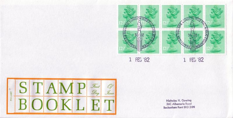 1982 (02) £1.25 Booklet - Philart - Trafalgar Square (Nelsons Column) Philatelic Counter H/S