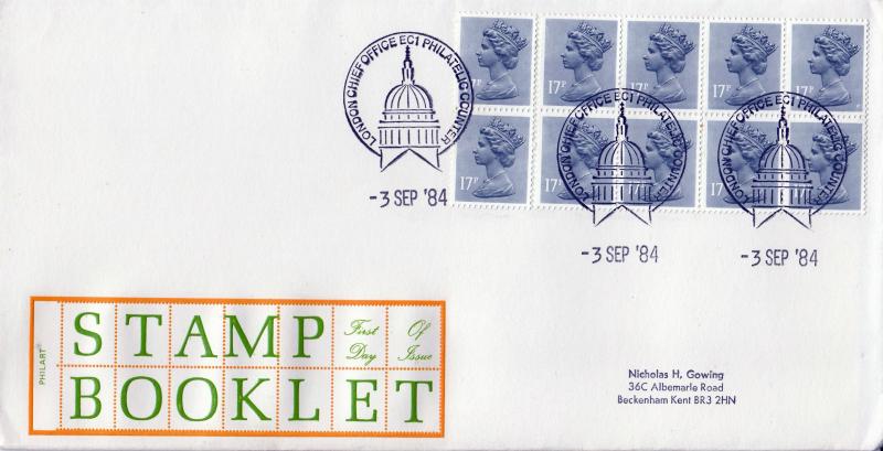 1984 (09) £1.70 Booklet - Philart - London Chief Office (St Paul's) Philatelic Counter H/S