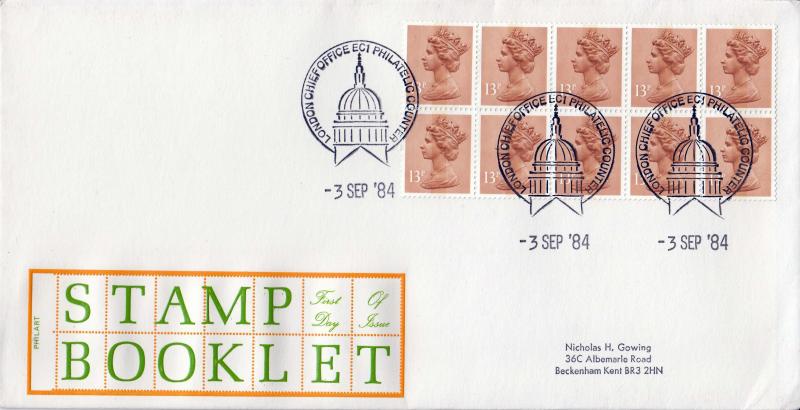 1984 (09) £1.30 Booklet - Philart - London Chief Office (St Paul's) Philatelic Counter H/S