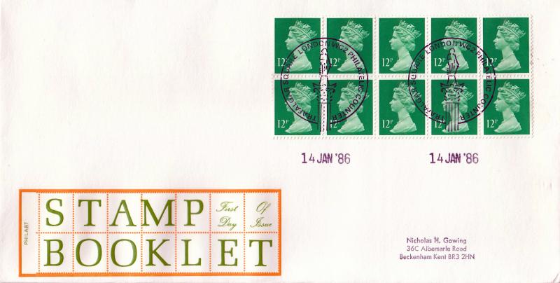 1986 (01) £1.20 Booklet - Philart - Trafalgar Square (Nelsons Column) Philatelic Counter H/S
