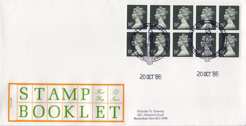 1986 (10) £1.80 Booklet - Philart - Trafalgar Square (Nelsons Column) Philatelic Counter H/S