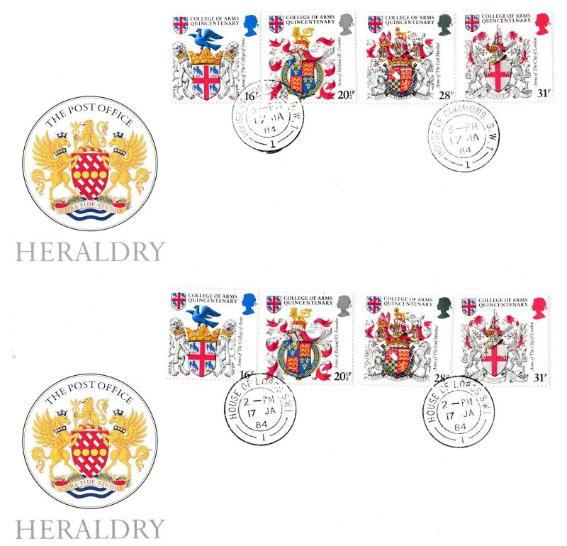1984 (01) Heraldry - RM - Pair of Covers - House of Commons CDS + House of Lords CDS