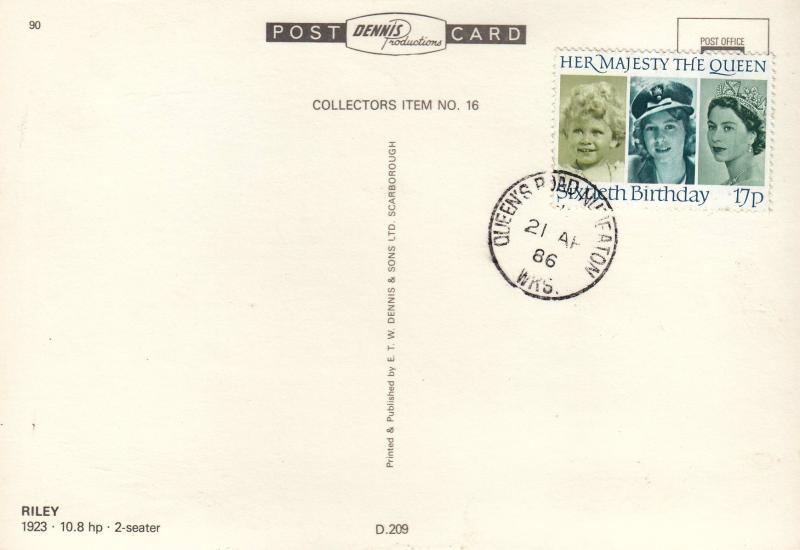 1986 (04) Queen's 60th Birthday - Dennis Publication Colour Postcard - Queen's Road CDS