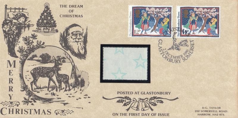 1986 (12) Christmas 12p - DGT 'Dream of Christmas' Cover - Glastonbury H/S