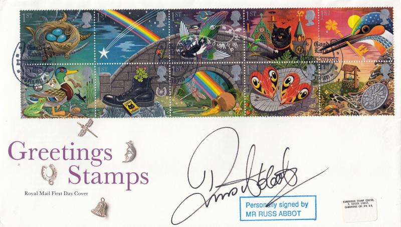 1991 (02) Greetings - RM - Luckington H/S - Signed by Russ Abbot