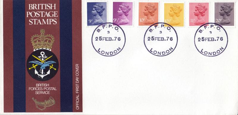 1976 (02) Definitives - BFPS Cover - BFPO London 3 CDS