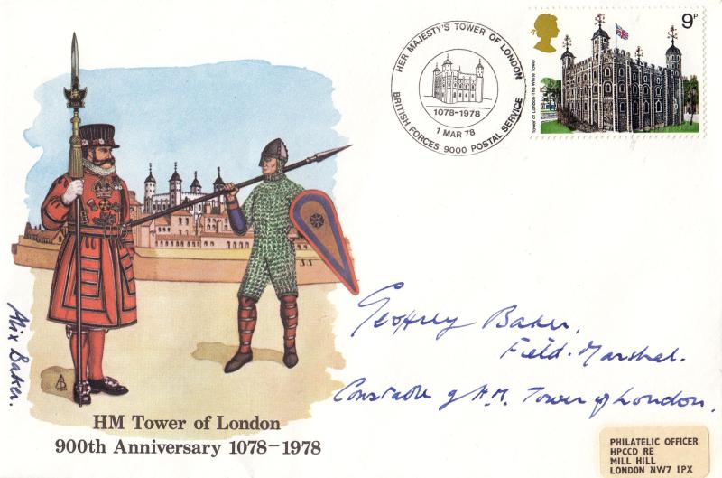 1978 (03) Buildings (Stamps) - Tower of London Official (s) - Signed by Alix Baker & Field Marshall Geoffrey Baker