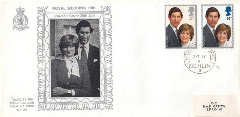 1981 (07) Wedding - RAF Gatow Souvenir Cover - BFPO Berlin 3 CDS - Dated 29th July (Wedding Day)