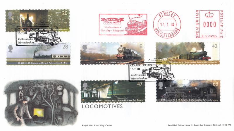2004 (01) Classic Locomotives (Stamps) - RM - Kidderminster H/S + Severn Valley Railway Meter Mark