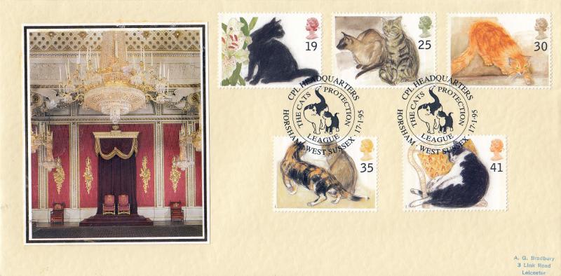 1995 (01) Cats - RM - Bradbury Windsor Castle Fire Cover - Cats Protection League, Horsham H/S