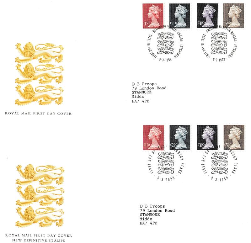 1999 (03) Small Machin High Values - RM (Pair) - Windsor & Edinburgh H/S's