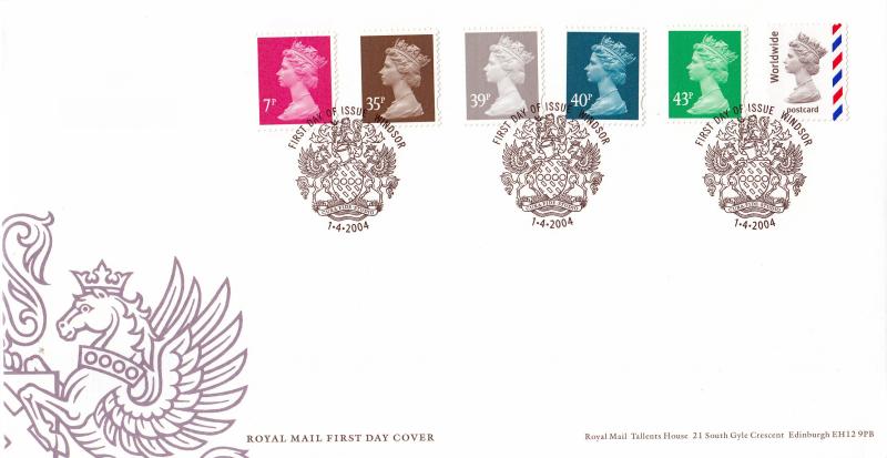 2004 (04) New Value Definitives & New Postcard NVI Stamp - RM - Windsor H/S