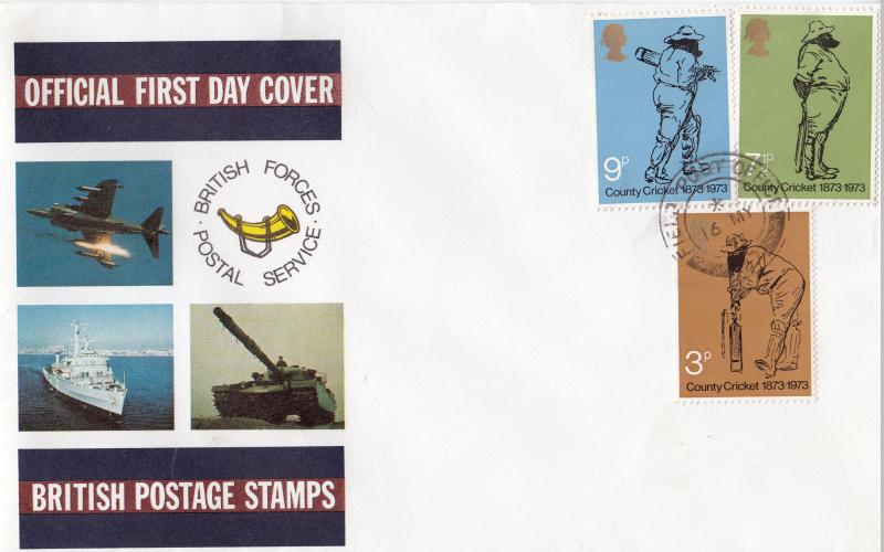 1973 (05) Cricket - Forces BFPS cover - Field PO 137 CDS