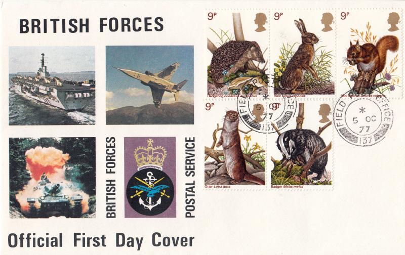 1977 (10) Wildlife - Forces BFPS cover - Field PO 137 CDS
