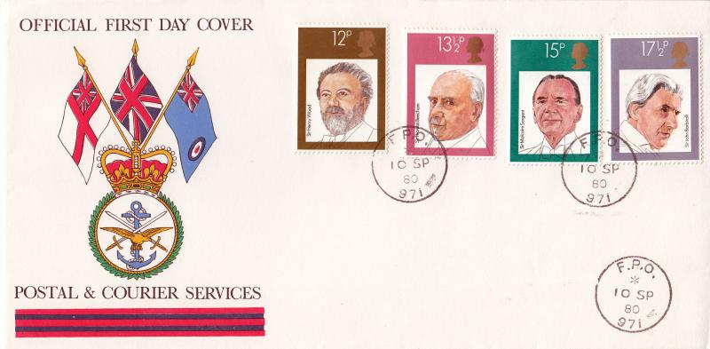 1980 (09) Composers - Forces Postal & Courier Services cover - FPO 971 CDS