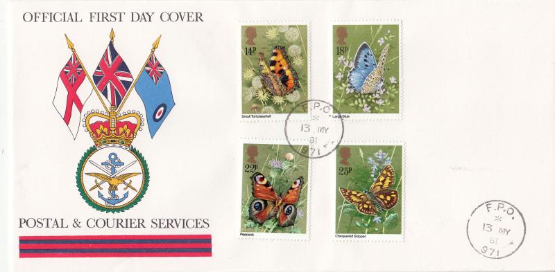 1981 (05) Butterflies - Forces Postal & Courier Services cover - FPO 971 CDS