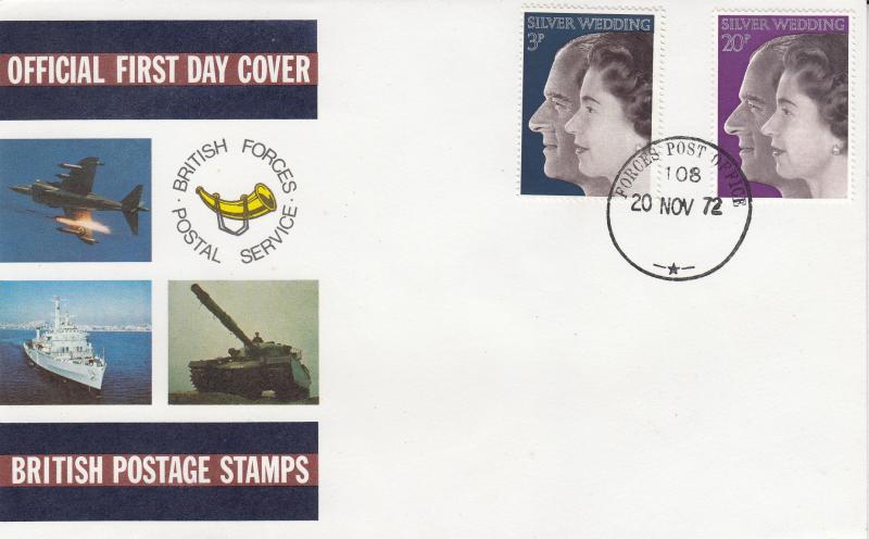 1972 (11) Silver Wedding - Forces BFPS Cover - Forces PO 108 CDS