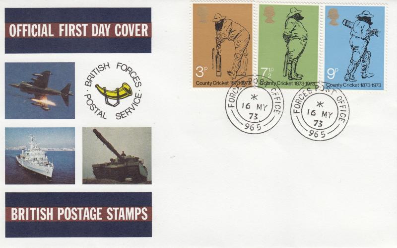 1973 (05) Cricket - Forces BFPS cover - Field PO 965 CDS