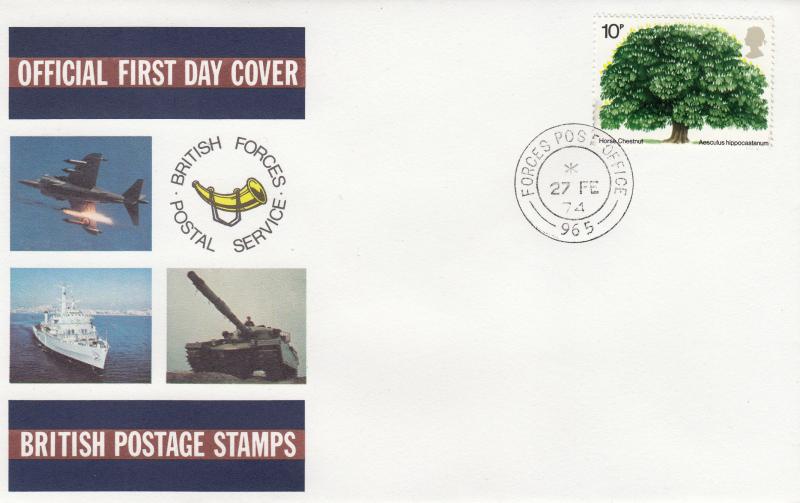 1974 (02) Trees (Horse Chestnut) - Forces BFPS Cover - Forces PO 965 CDS