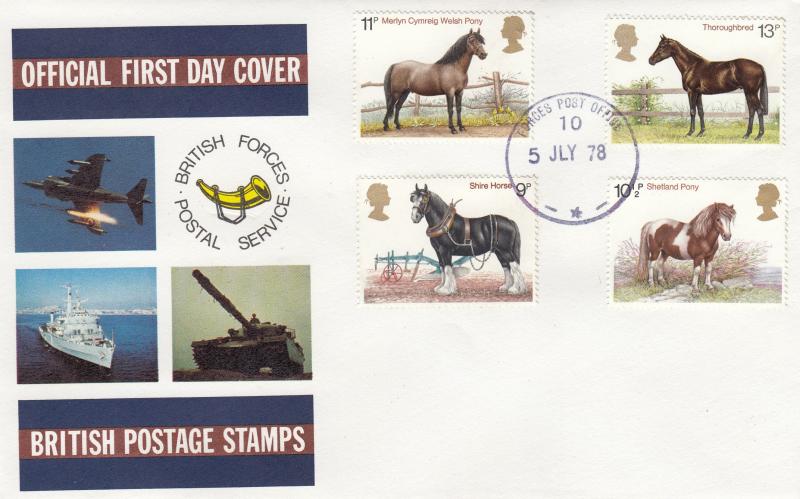 1978 (07) Horses - Forces BFPS Cover - Forces PO 10 CDS