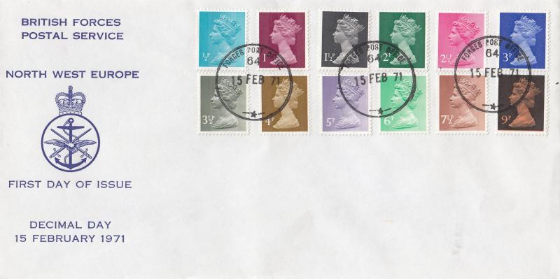 1971 (02) Decimal Definitives - BFPS North West Europe Cover - Forces Post Office 64 CDS (No Strike Cachet)