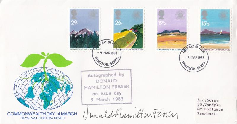 1983 (03) Commonwealth - Royal Mail - Windsor FDI - Signed by Donald Hamilton Fraser