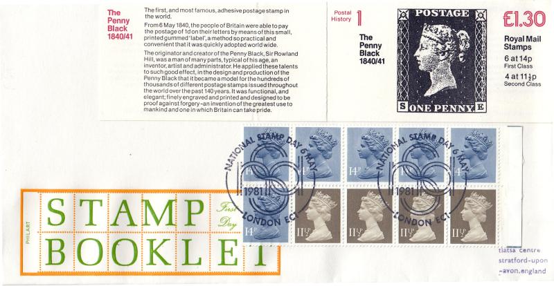 1981 (05) £1.30 Penny Black Stamp Book (FL1) - Philart - National Stamp Day H/S