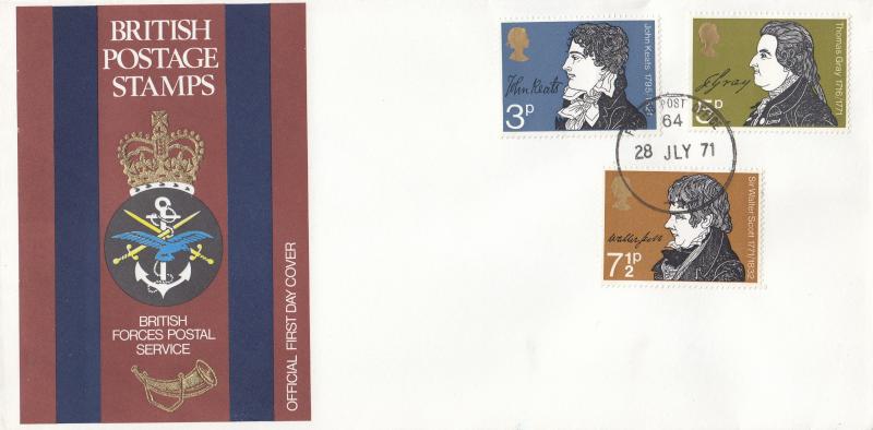1971 (07) Literary Anniversaries - British Forces Postal Service Cover - Forces Post Office 64 CDS