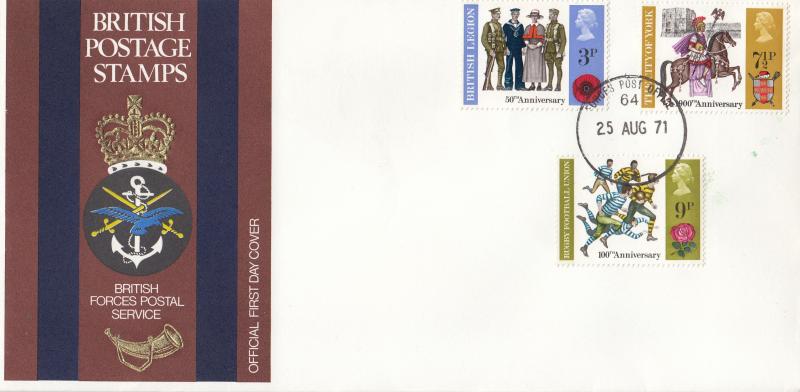 1971 (08) Anniversaries - British Forces Postal Service Cover - Forces Post Office 64 CDS