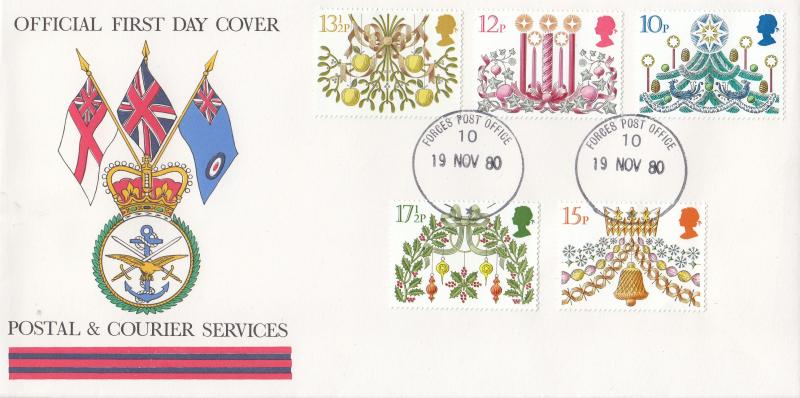 1980 (11) Christmas - Postal & Courier Services Cover - Forces Post Office 10 CDS