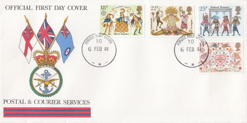 1981 (02) Folklore - Postal & Courier Services Cover - Forces Post Office 10 CDS