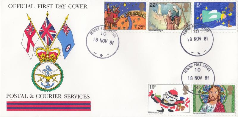 1981 (11) Christmas - Postal & Courier Services Cover - Forces Post Office 10 CDS