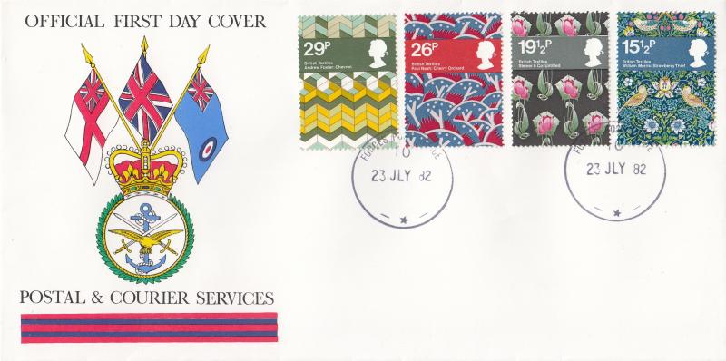 1982 (07) Textiles - Postal & Courier Services Cover - Forces Post Office 10 CDS
