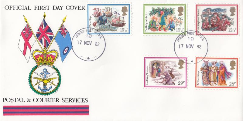 1982 (11) Christmas - Postal & Courier Services Cover - Forces Post Office 10 CDS
