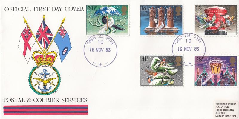 1983 (11) Christmas - Postal & Courier Services Cover - Forces Post Office 10 CDS