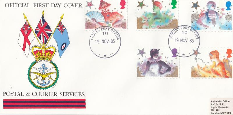 1985 (11) Christmas - Postal & Courier Services Cover - Forces Post Office 10 CDS