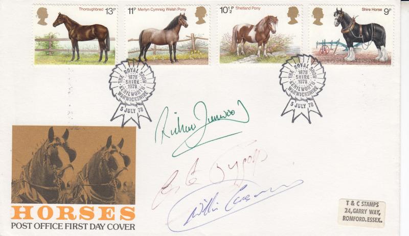 1978 (07) Horses - PO - Royal Show, Kenilworth H/S - Triple Signed by Richard Dunwoody, Lester Piggott & Willie Carson