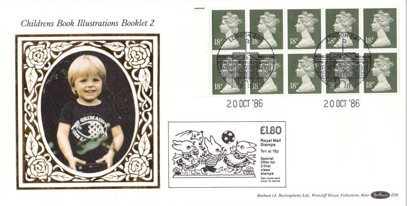 1986 (10) £1.80 Booklet - Benham D56 - Buckingham Palace Counter (Frontage) H/S