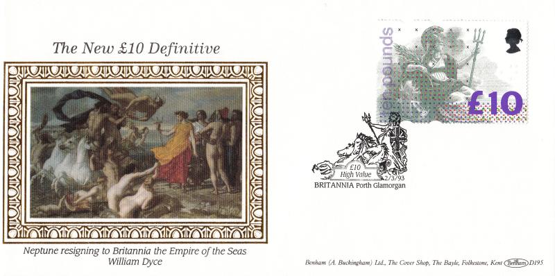 1993 (03) £10 Definitive - Benham D195 - Britannia, Porth Official