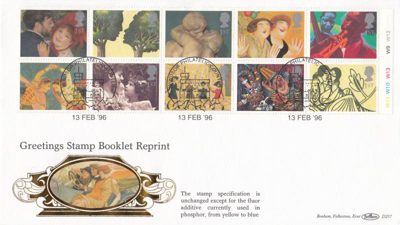 1996 (02) Greetings Booklet Reprint - Benham D257 - Windsor Counter H/S (Cylinder No Version)