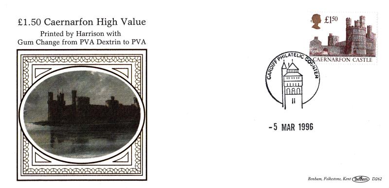 1996 (03) £1.50 Caernarfon Castle High Value - Benham D262 - Cardiff Counter H/S