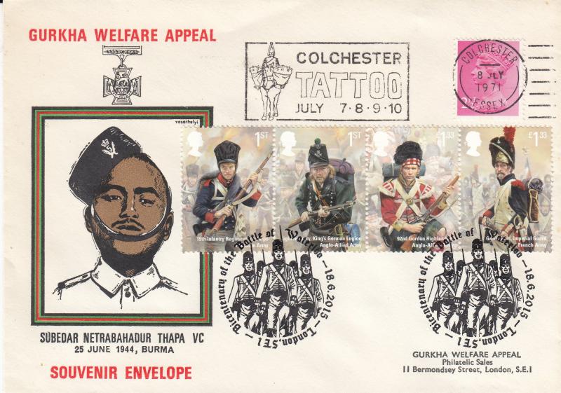 2015 (06) Battle of Waterloo (M/S) - Gurkha Welfare Appeal Cover - London SE1 H/S