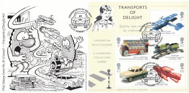 2003 (09) Transports of Delight (M/S) - Phil Stamps 'Hornby' Official (B&W Version)