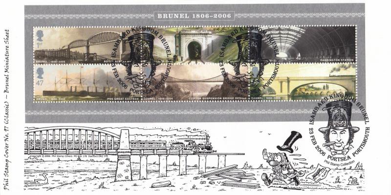 2006 (02) Brunel (M/S) - Phil Stamps 'Portsea' Official (B&W Version)