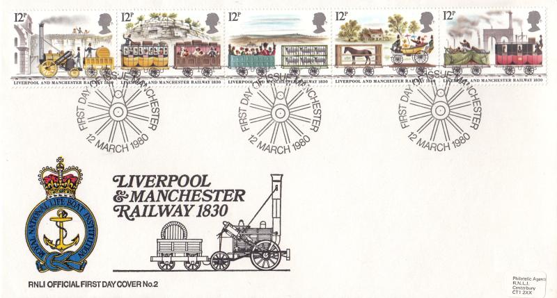 1980 (03) Liverpool & Manchester Railway - Pilgrim RNLI Cover - Manchester H/S